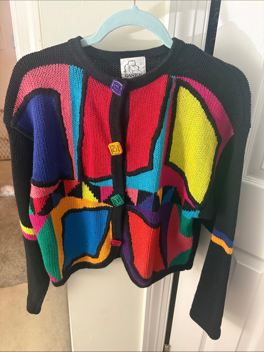 Gantos Gant Multicolor Abstract Knit Cardigan - Black Base m